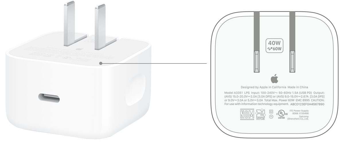 Apple 46W/60W Dynamic Fast Charger USB-C Power Adapter