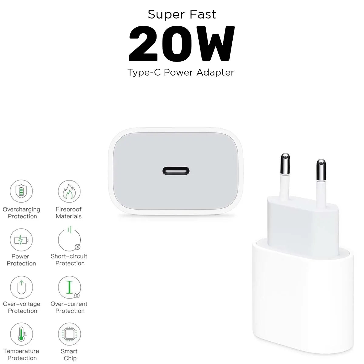 Apple 20W USB-C Power Adapter Fast Charger (Original Quality)